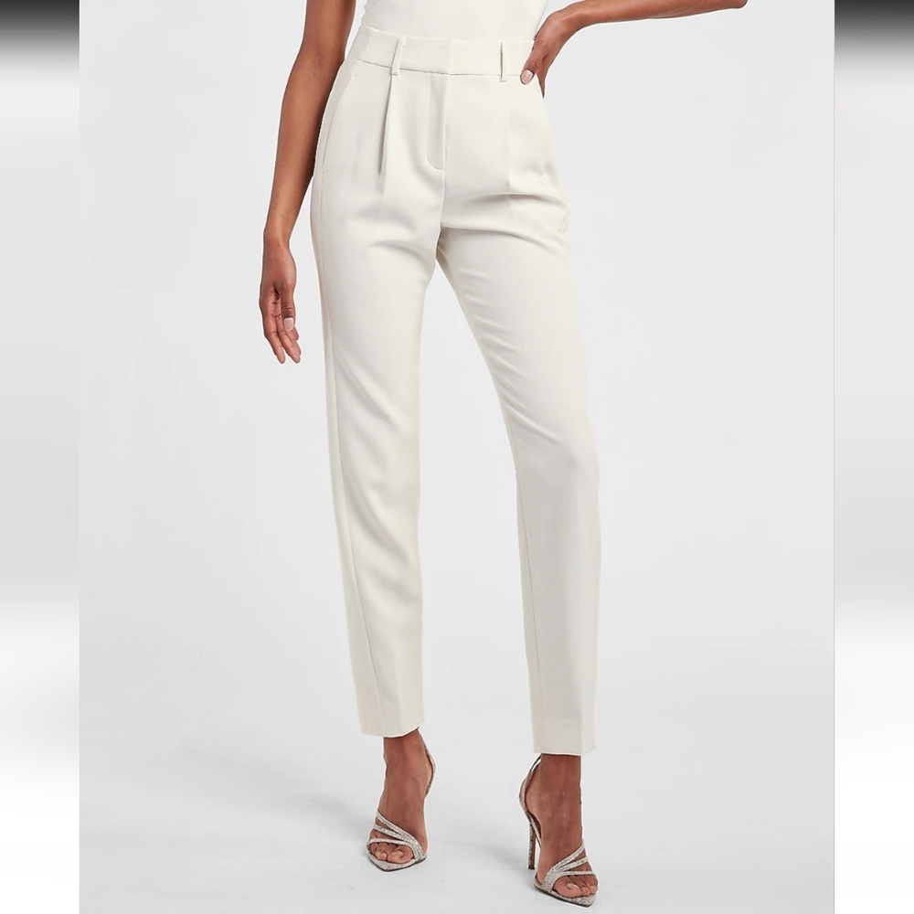 Express High Waisted Pleated Ankle Pant in Linen